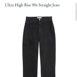 Abercrombie & Fitch 90s Straight Ultra High Rise Jeans (Distressed Black)